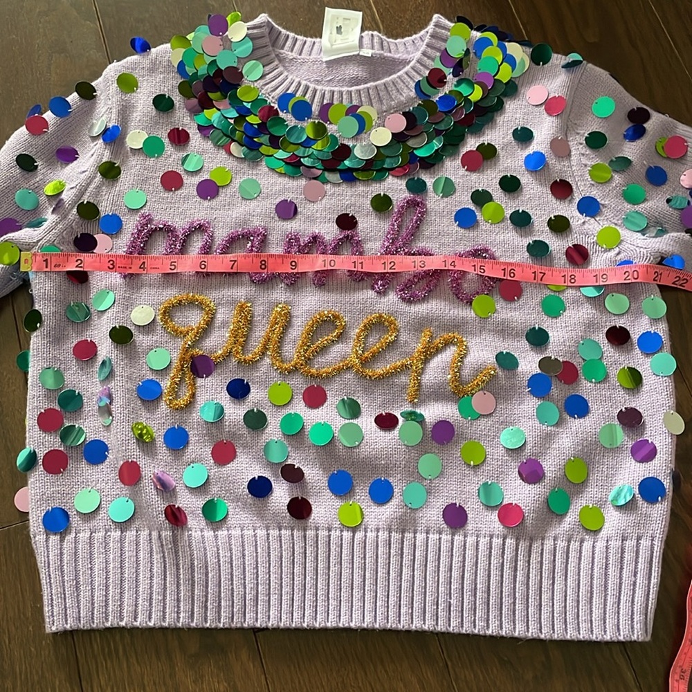 Queen of Sparkles Mambo Queen Mardi Gras Sweater - Picture 7 of 10